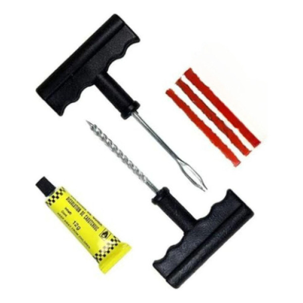 Kit Reparo Pneu Sem Câmara Carro Moto Remendo + 3 Macarrão