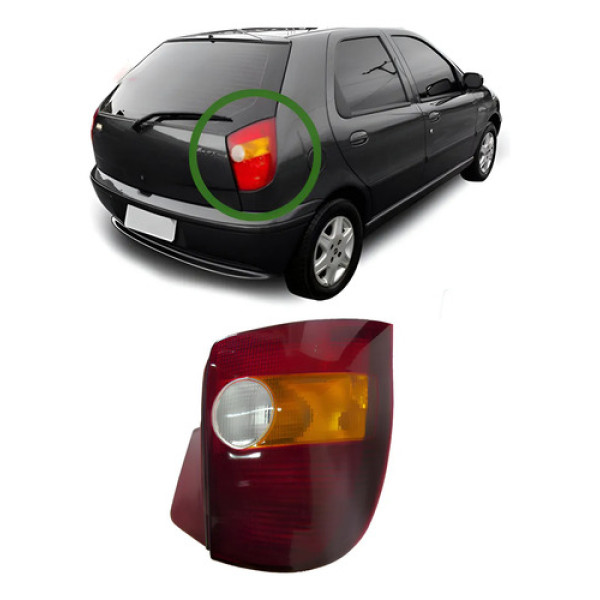 Lanterna Traseira Lado Direito Tricolor Palio 1996 2000 Direito/passageiro Vermelho