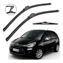 Kit Palheta Limpador Parabrisa Citroen C3 2005 2011 Preto