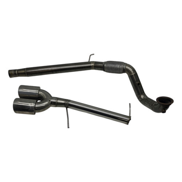 Kit Downpipe Ponteira Dupla Escape Golf 1.4 Tsi 2014 2017 Prateado