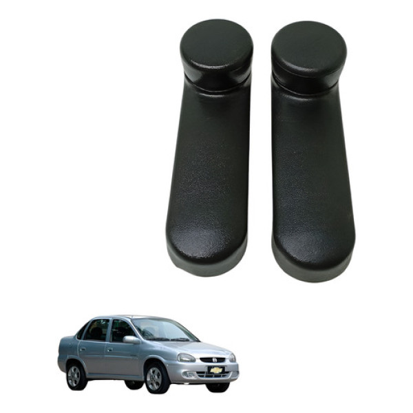 Par Manivela Vidro Porta Dianteira Corsa Classic 2000 2004 Preto