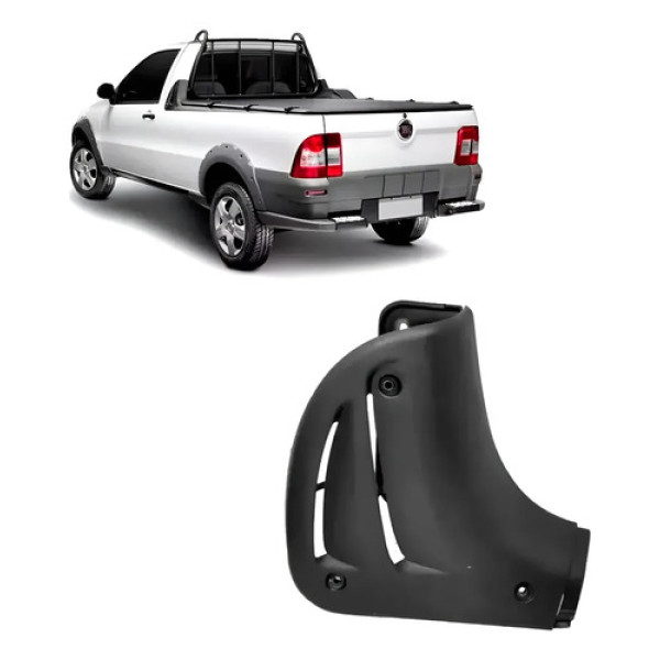 Moldura Cacamba Cabine Simples Esquerda Strada 2005 2013 Preto