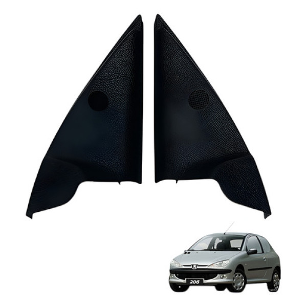 Par Acabamento Interno Do Retrovisor Peugeot 206 2004 2006 Preto