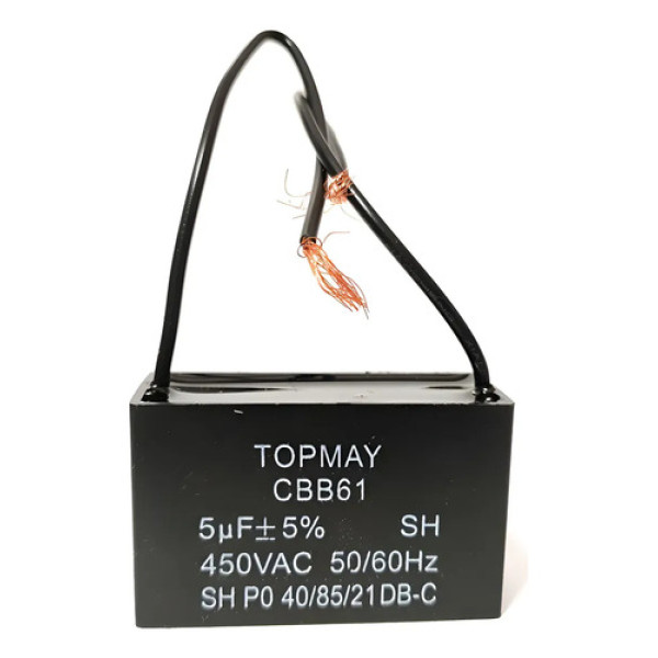 1x Capacitor De Partida 5uf 450vac 2 Fios 1 Peça 450