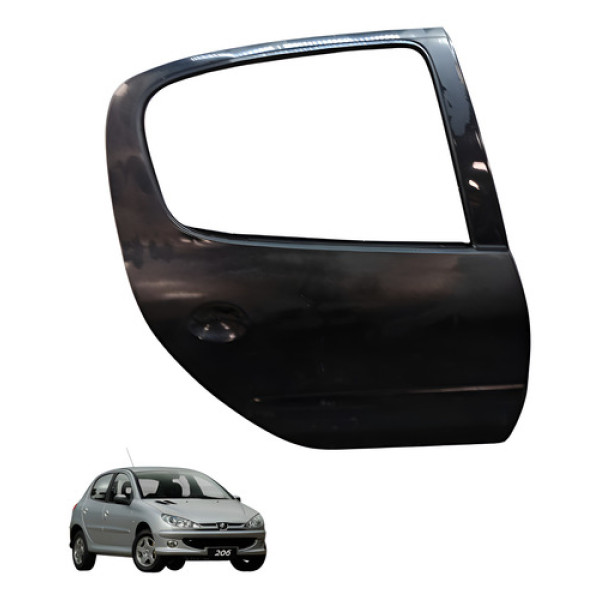 Porta Traseira Direita Peugeot 206 2004 2005 2006 (usado) Traseira Direito Preto