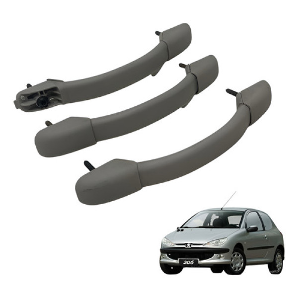 Jogo Alca De Teto Puxador Pqp Peugeot 206 2005 2008 (usado) Cinza