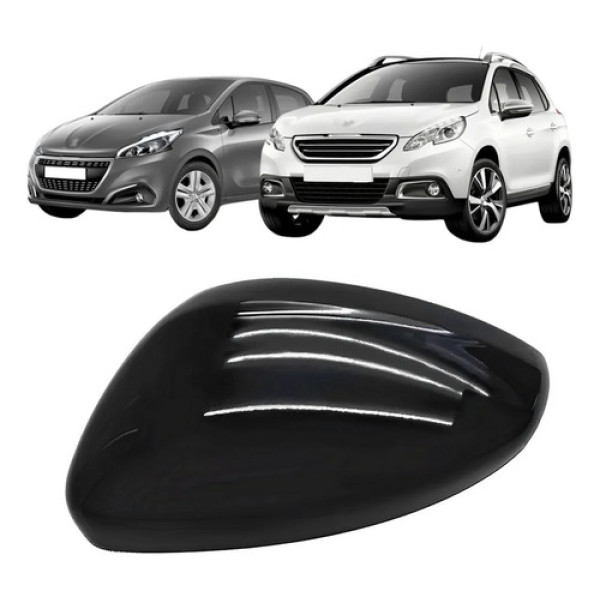 Capa Retrovisor Lado Esquerdo Peugeot 208 2008 2015 2022 Preto