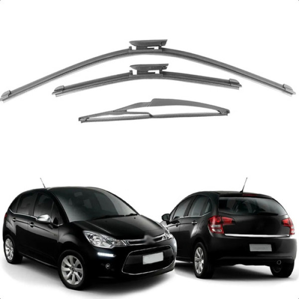 Kit Palheta Limpador Parabrisa Citroen C3 2005 2011 Preto