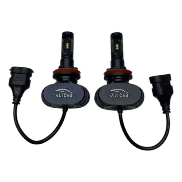 Par Lampada Ultra Led H1/h3/h4/h7/h11 6000k Super Branca 55w H11 Preto Branco-frio