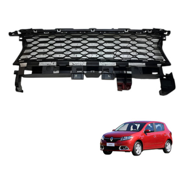 Grade Inferior Do Parachoque Dianteiro Sandero 2015 (usado) Preto