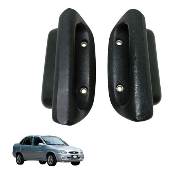 Par Puxador Interno Porta Traseira Corsa Classic 2000 2004 Preto Traseira