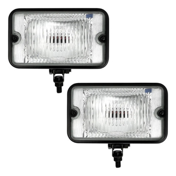 Par Farol De Milha Retangular Universal Lente Vidro Estriada Branco