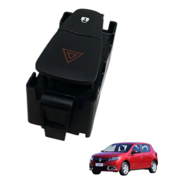 Botao Trava Pisca Alerta Sandero 2015 2016 2017 2018 2019 Preto