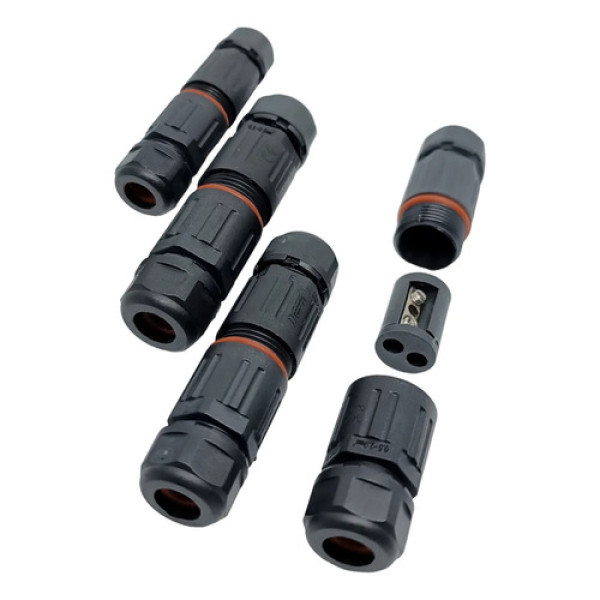 Kit 4 Emenda Ip68 Terminal De Parafuso 2 Pinos/vias Awg14 Preto