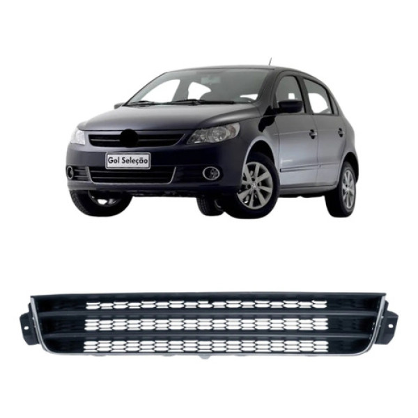 Grade Central Parachoque Dianteiro Gol G5 2008 2012 Preto Cromado